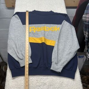 Vintage Reebok Navy Blue Sport crewneck  Sweatshirt, size XL, blue yellow grey